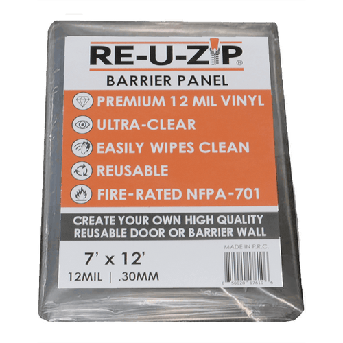 RE-U-ZIP™ Re-useable Dust Barrier Panel, Ultra-Clear & Fire-Rated, 7x12ft (215x365cm)
