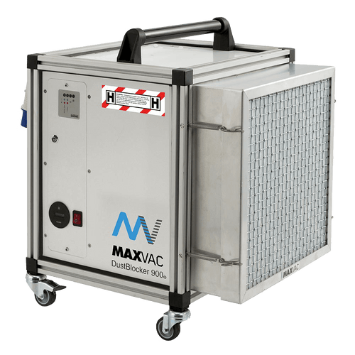 Powerful Industrial Airborne Dust Extractor used in construction, woodwork shops, DIY and renovations - MAXVAC Dustblocker 900e Air Scrubber Cleaner with 900m3/hr Air Flow & intelligent filter monitoring - Dust Arrest