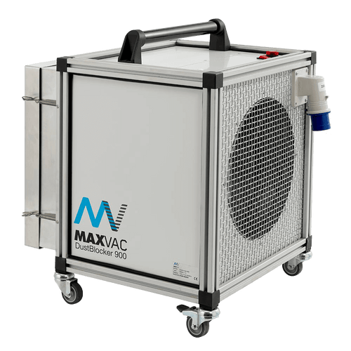 Powerful Industrial Airborne Dust Extractor used in construction, woodwork shops, DIY and renovations - MAXVAC Dustblocker 900e Air Scrubber Cleaner with 900m3/hr Air Flow & intelligent filter monitoring - Dust Arrest